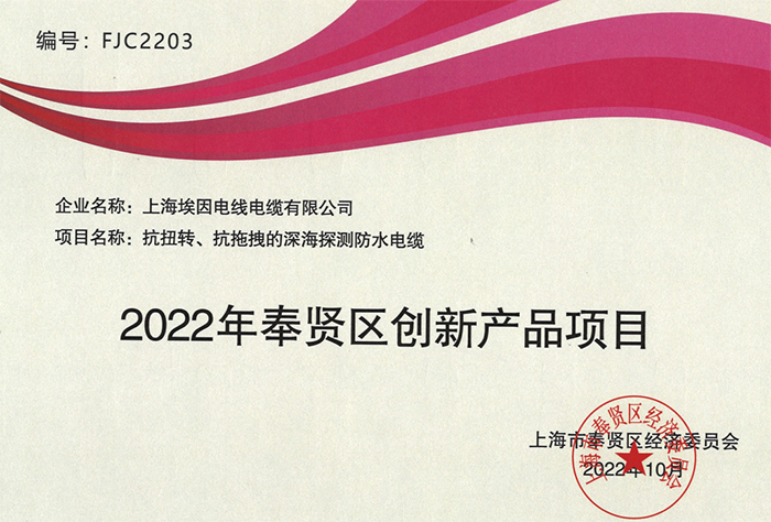2022Fengxian District innovative product project in 2004